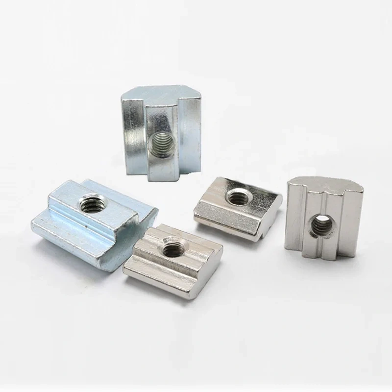 10PCS T Sliding Nut Zinc Coated Plate 2020/3030/4040/4545 Series M3/M4/M5/M6/M8/M10 Aluminum Thread