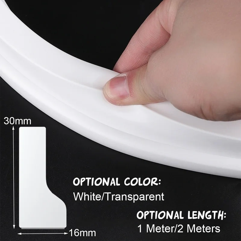 1M/2M Silicone Bathroom Water Stopper Blocker Shower Dam Non-slip Dry And Wet Separation Flood Barrier Door Bottom Sealing Strip