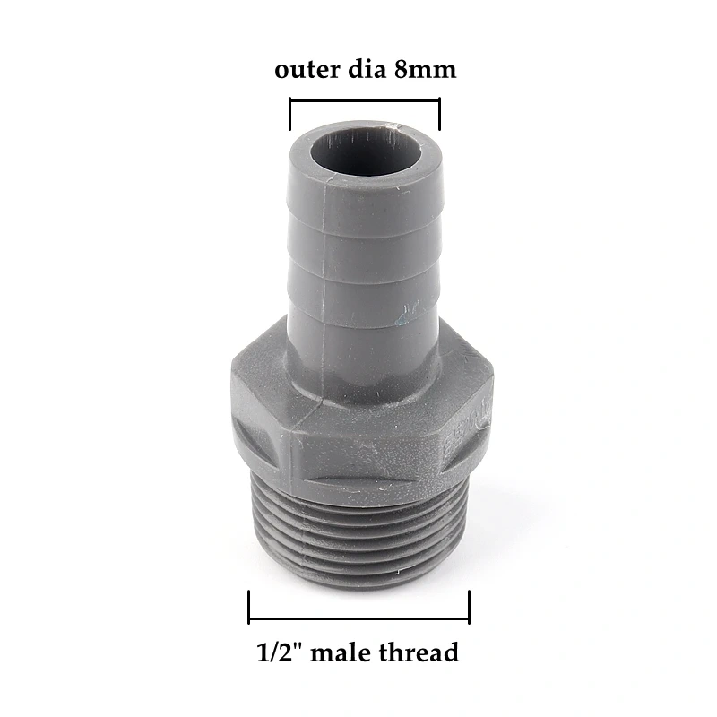 5pcs PVC Pagoda Male Thread Connector Garden Irrigation Hose Adapter Water Pipe Soft Hose Joint 1/2x8/10/12/16mm 3/4x12/16mm