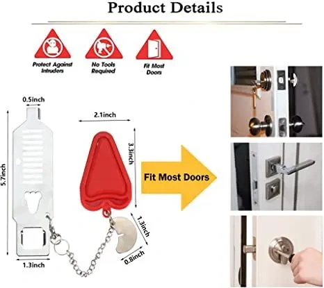 Portable Door Lock Double Hole Security Door Locker Safety Latch Metal Lock Home Room Hotel Anti Theft Security Lock