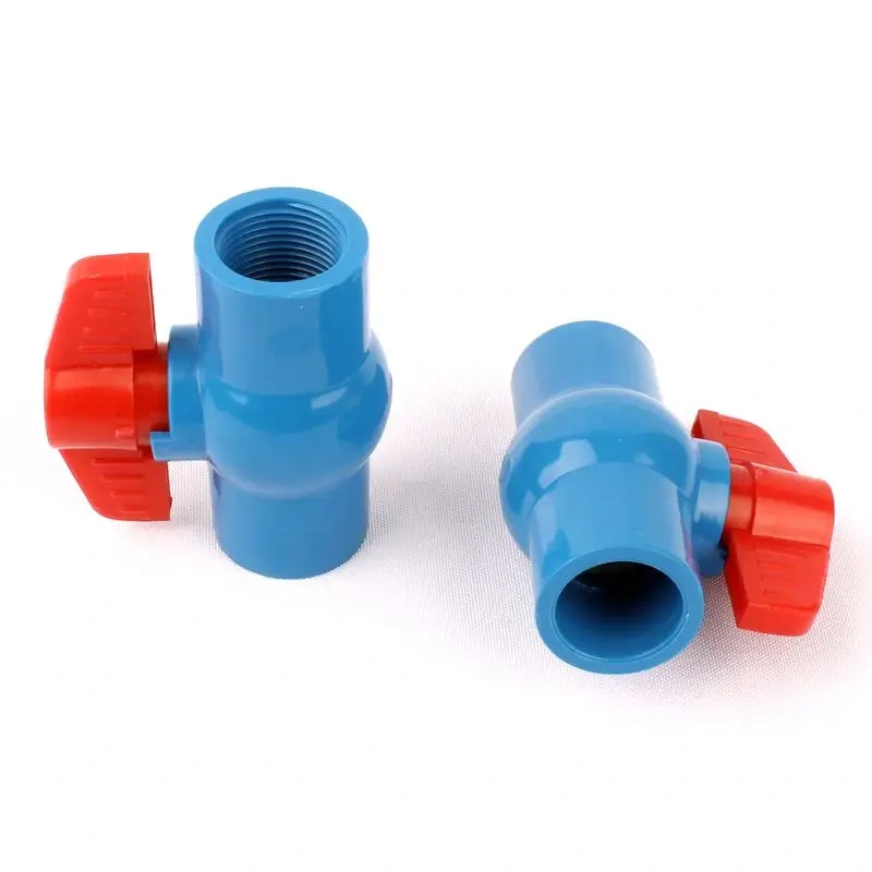 1/2" Female/Inner Dia. 20mm Socket Straight Trough Ball Valve Blue PVC Valve Garden Irrigation Fittings Red Switch Ball Valve