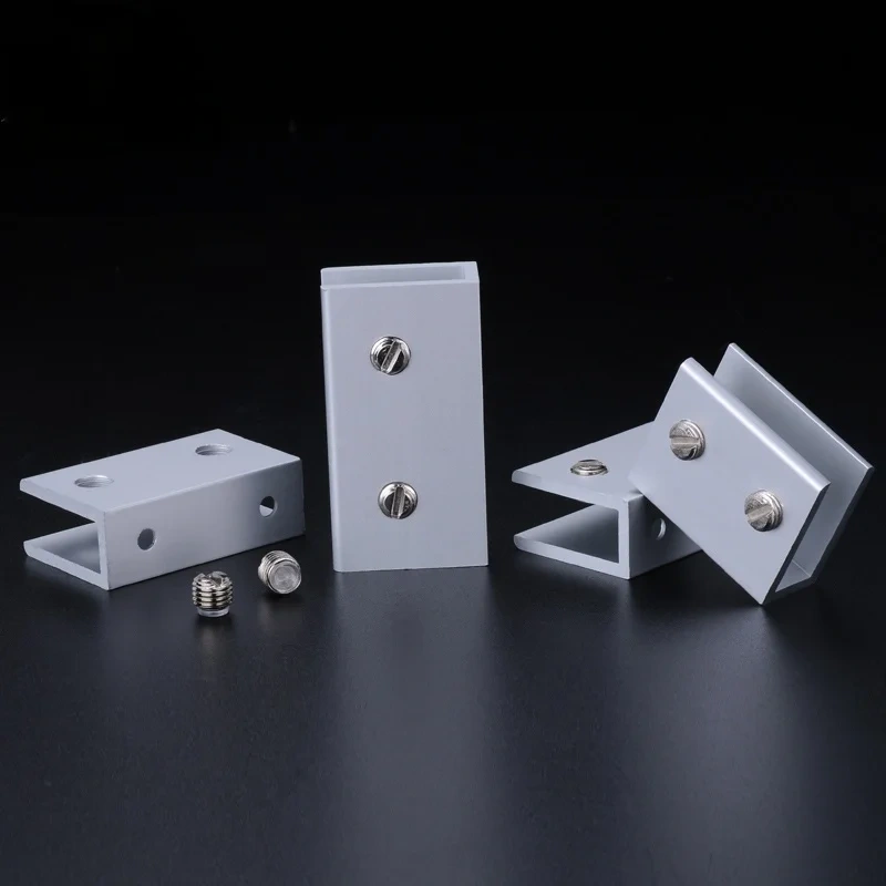 12PCS Glass Clamps for 5/8/10mm Shelves Holder Corner Bracket Clamp Aluminum Thick Glass Clips 6 Sizes 8x40mm 10x60mm