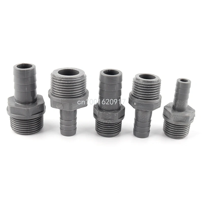 5pcs PVC Pagoda Male Thread Connector Garden Irrigation Hose Adapter Water Pipe Soft Hose Joint 1/2x8/10/12/16mm 3/4x12/16mm