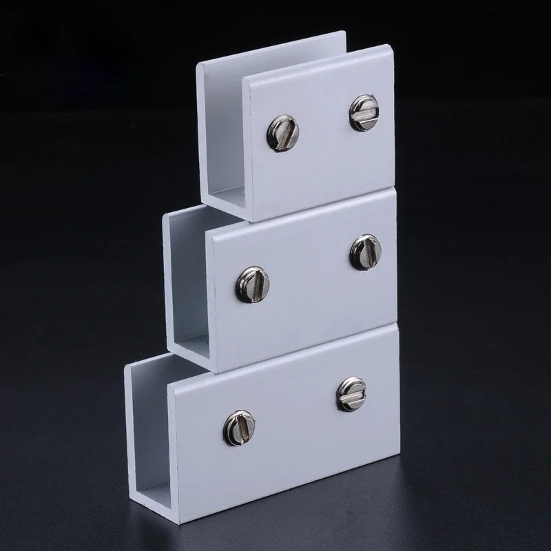 12PCS Glass Clamps for 5/8/10mm Shelves Holder Corner Bracket Clamp Aluminum Thick Glass Clips 6 Sizes 8x40mm 10x60mm