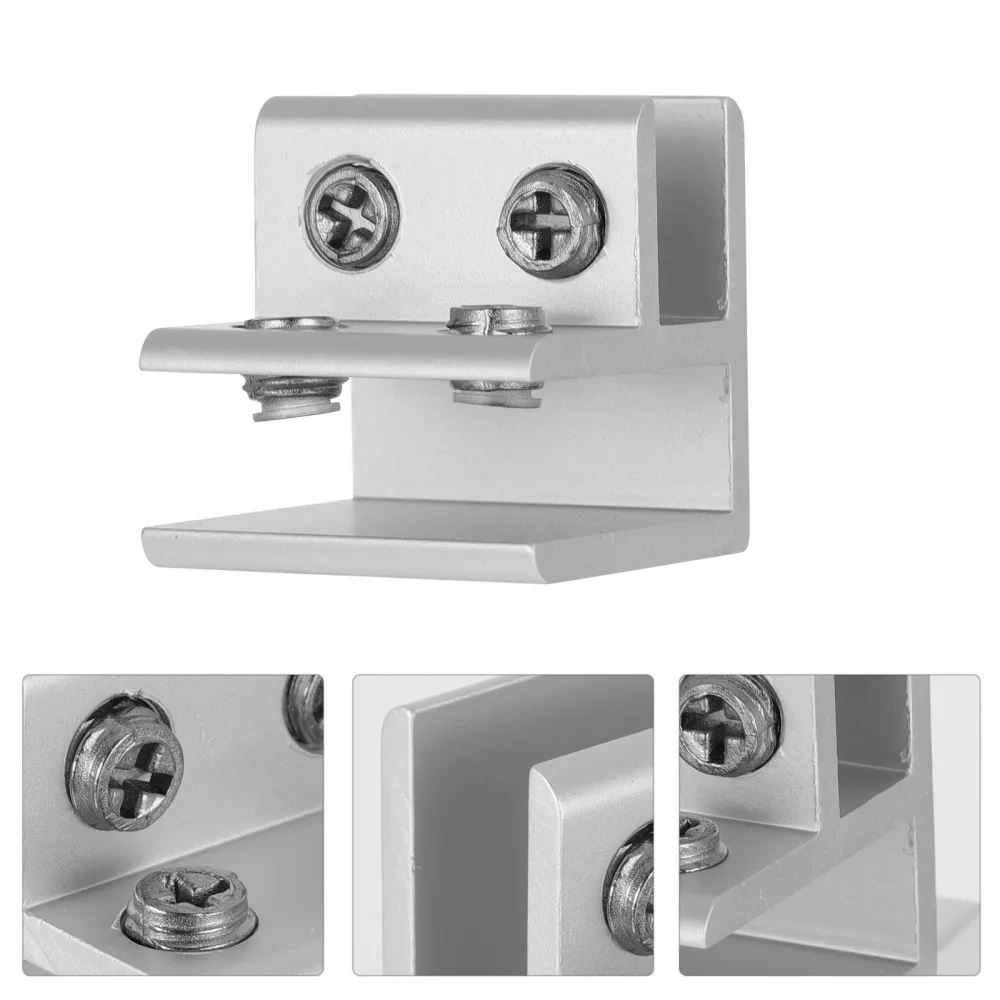 4pcs 10-12mm Glass Shelf Brackets Aluminium Alloy Clamp 90 Degrees Clip Holder
