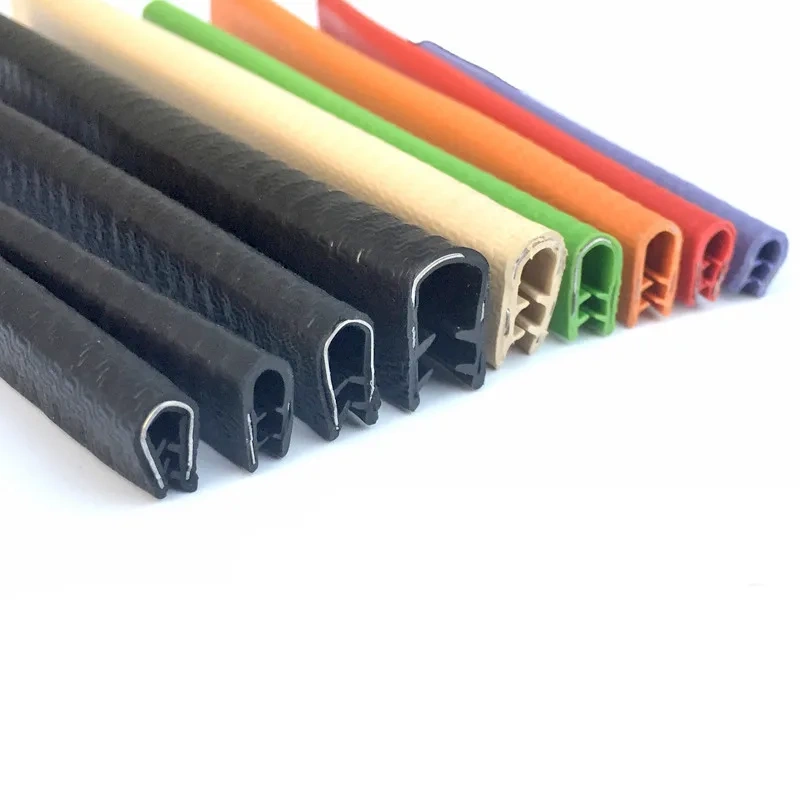 1M U-shaped Sealing Strip Rubber Edging Stainless Steel Edge Sealing Protectio Door Seal Strip Car Dustproof Safety Seals Strips