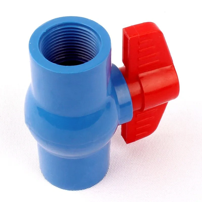 1/2" Female/Inner Dia. 20mm Socket Straight Trough Ball Valve Blue PVC Valve Garden Irrigation Fittings Red Switch Ball Valve