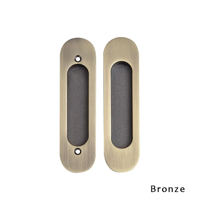 Sliding door embedded handle zinc alloy bronze recessed handle a pair hidden handle