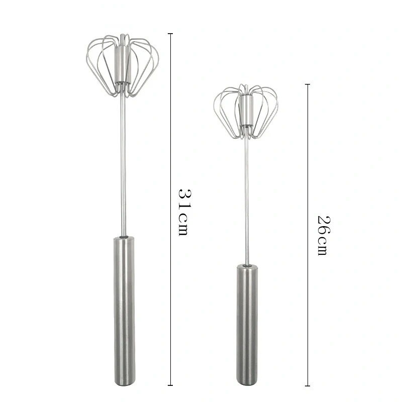 Semi-automatic Egg Beater 304 Stainless Steel Egg Whisk Manual Hand Mixer Self Turning Egg Stirrer Kitchen Accessories Egg Tools