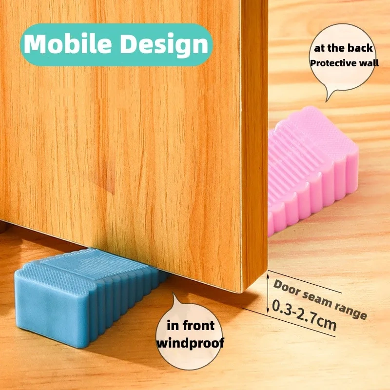 2pcs Safety Silicone Door Stop Stoppers Block Wedge Doorstops Door Stopper Home Office Door Rear Retainer Anti-collision Stop