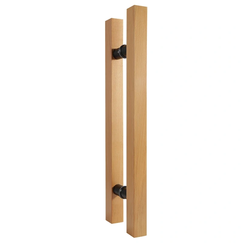 Solid Wood Double Side Glass Door Handle Back-to-Back  Shower Room Bathroom Framed Pull Sliding Door Handle H-Shaped Crude Wood