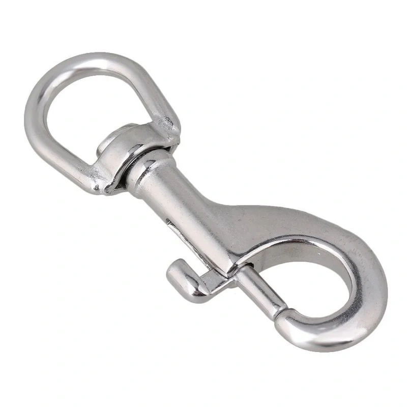 304 Stainless Steel 80mm Silver Swivel-Eye Bolt Snap Hook Round Eye Swivel Keychain Strap