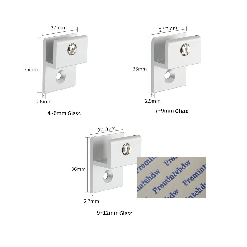 4Pcs/Lot  h-shaped Aluminum Glass Acrylic mirror holder bathroom wall mounting fastener mirror holder fixing clip glass clip
