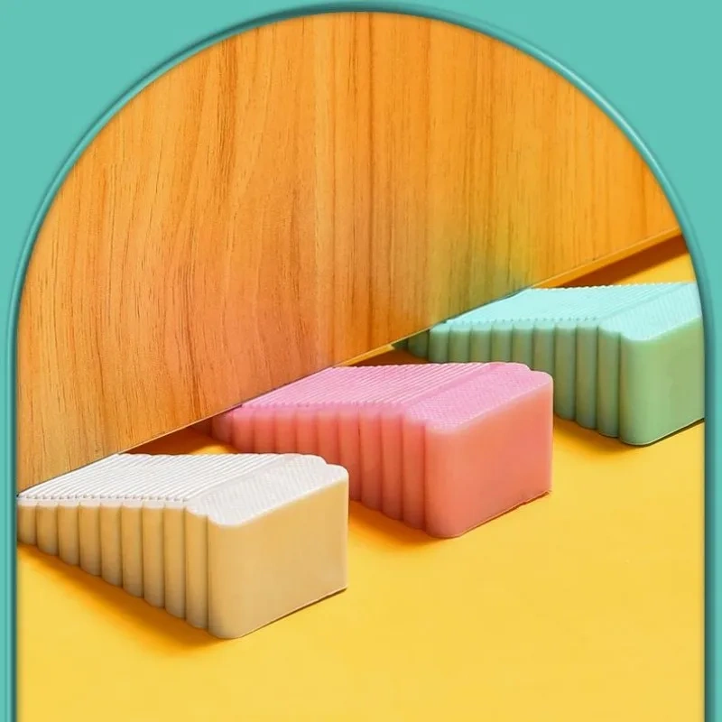 2pcs Safety Silicone Door Stop Stoppers Block Wedge Doorstops Door Stopper Home Office Door Rear Retainer Anti-collision Stop