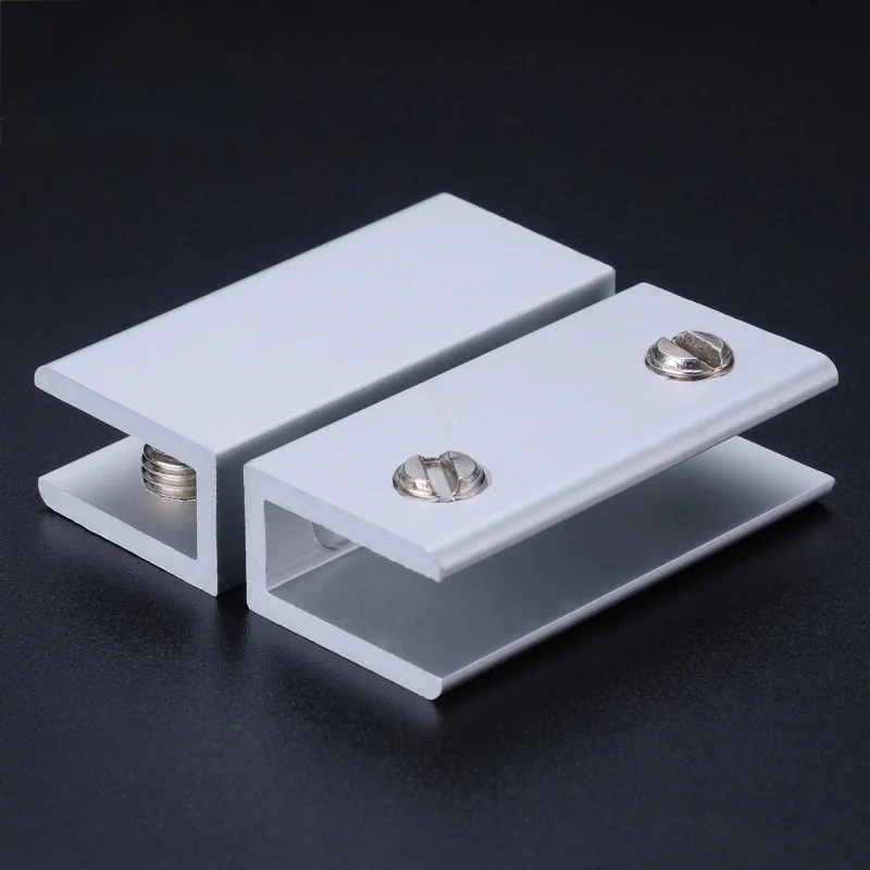 12PCS Glass Clamps for 5/8/10mm Shelves Holder Corner Bracket Clamp Aluminum Thick Glass Clips 6 Sizes 8x40mm 10x60mm
