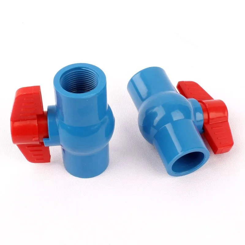 1/2" Female/Inner Dia. 20mm Socket Straight Trough Ball Valve Blue PVC Valve Garden Irrigation Fittings Red Switch Ball Valve