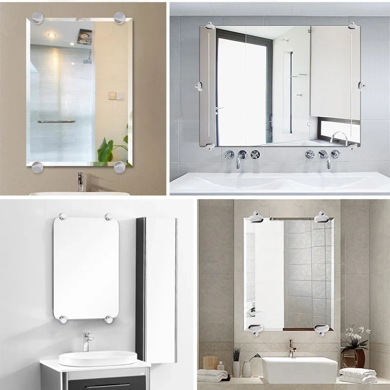 4 Pcs Glass Clamp Bathroom Mirror Clips Zinc Alloy Glass Clip Shelf Support Brackets Holder