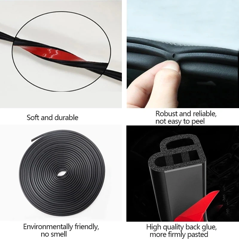 Car Door Rubber Seal Strips Auto Double Layer Sealing Stickers For Door Car Seal Weatherstrip Auto Accessories