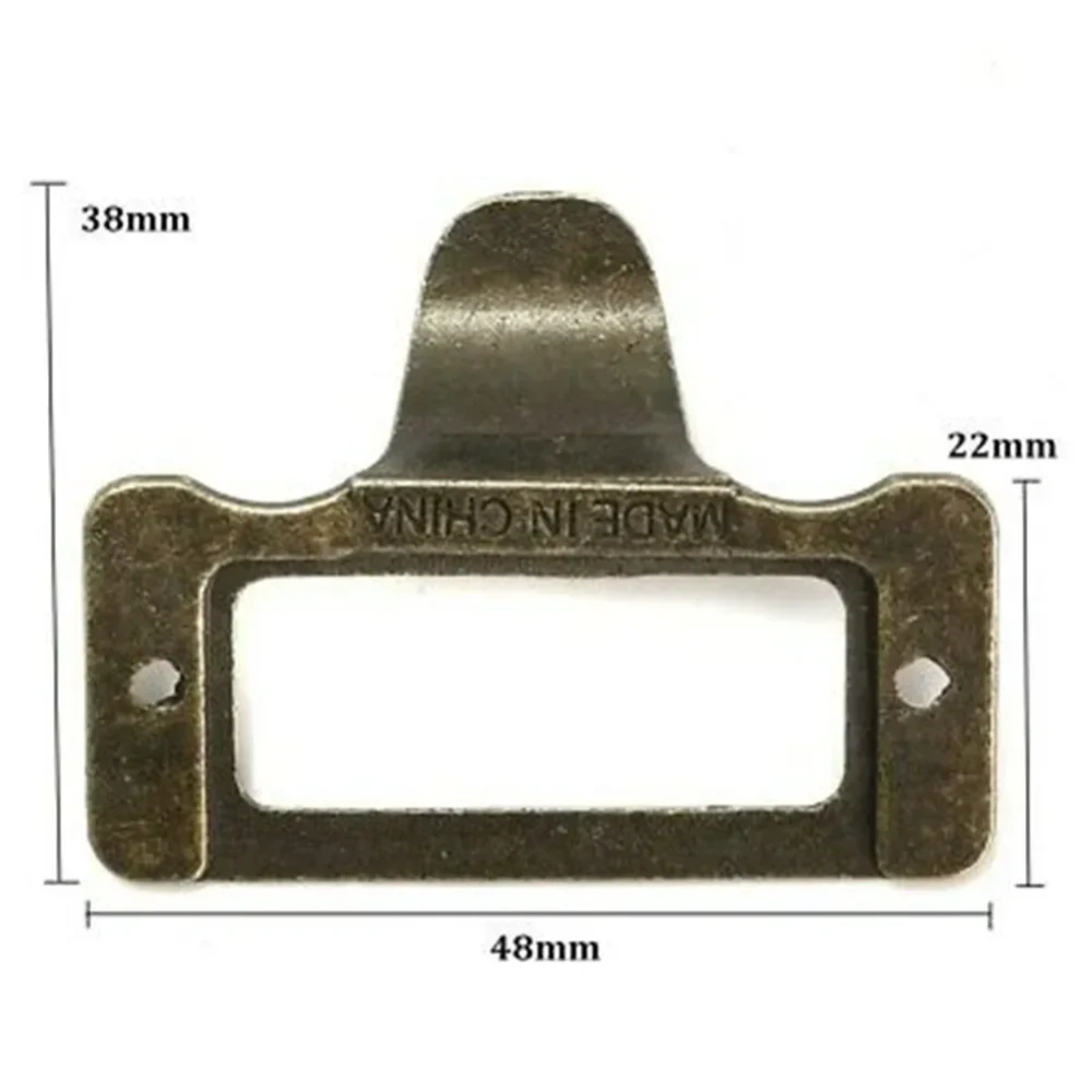 10 PCS Cabinet Drawer Label Pulls Antique Style Brass Tag File Name Card Holder Frame For Jewelry Box Gift Box Cupboard Pulls