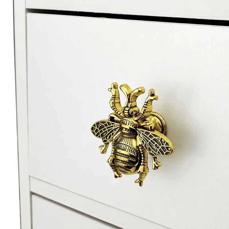 American Retro Bee shape Solid Brass Furniture Handle Door Knobs and Handles for Cabinet Kitchen Cupboard Drawer Pull Home Decor