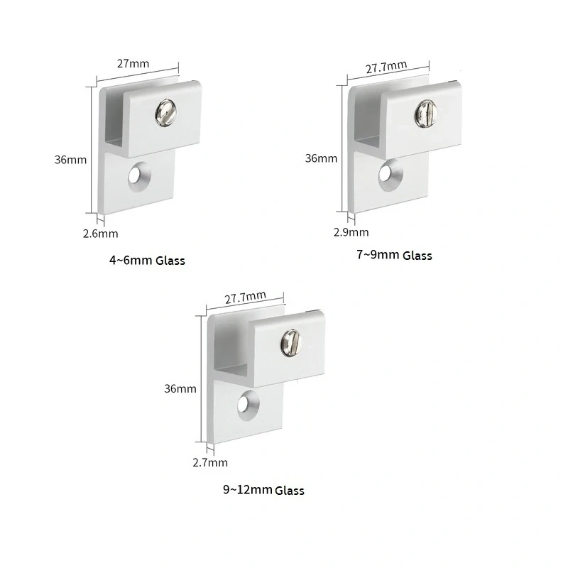 4Pcs/Lot  h-shaped Aluminum Glass Acrylic mirror holder bathroom wall mounting fastener mirror holder fixing clip glass clip