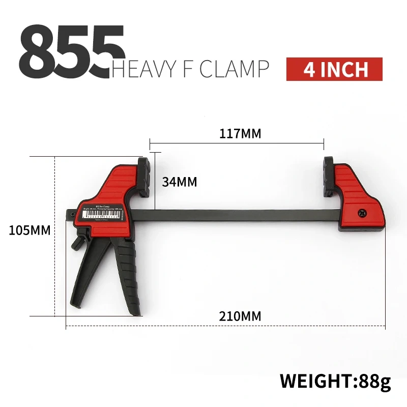 1pcs 4 Inch Quick Ratchet F Clamp Heavy Duty Wood Working Work Bar Clamp Clip Kit Woodworking Reverse clamping 30x100mm