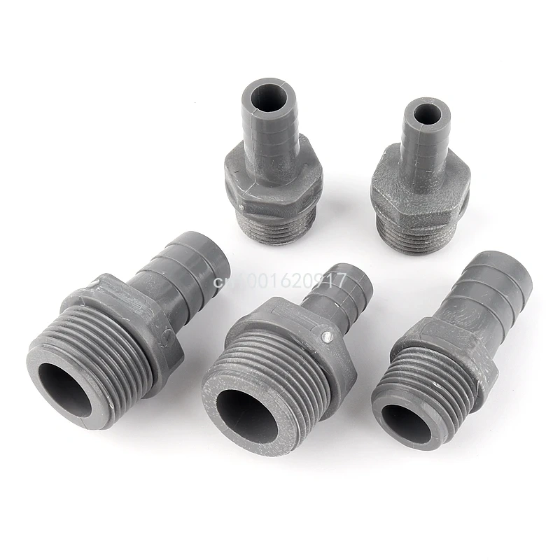 5pcs PVC Pagoda Male Thread Connector Garden Irrigation Hose Adapter Water Pipe Soft Hose Joint 1/2x8/10/12/16mm 3/4x12/16mm