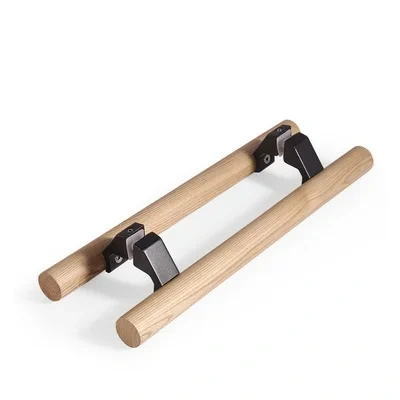 Solid Wood Double Side Glass Door Handle Back-to-Back  Shower Room Bathroom Framed Pull Sliding Door Handle H-Shaped Crude Wood