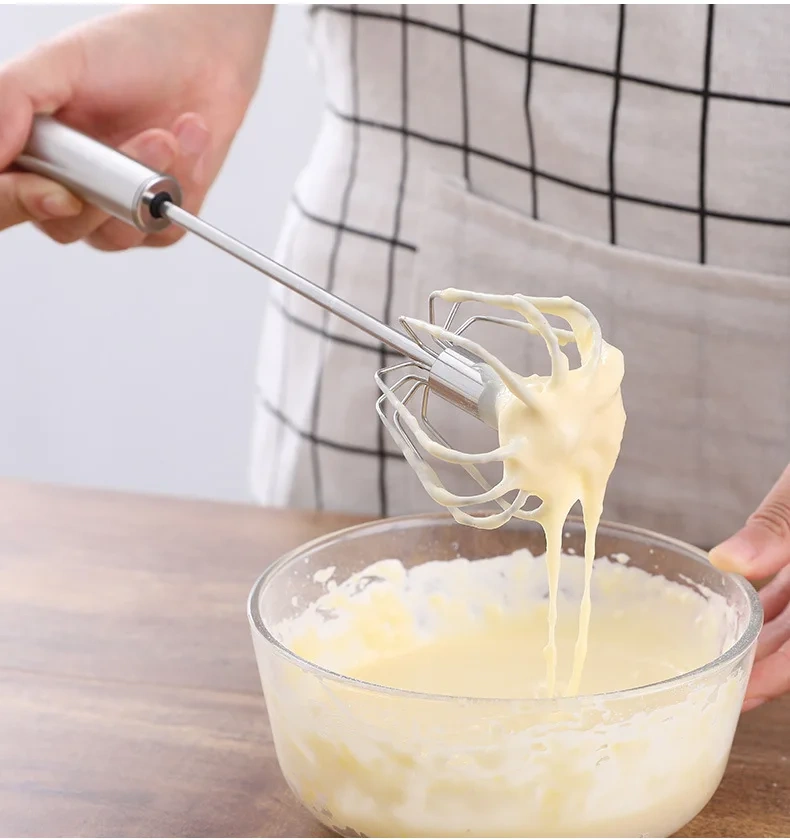 Semi-automatic Egg Beater 304 Stainless Steel Egg Whisk Manual Hand Mixer Self Turning Egg Stirrer Kitchen Accessories Egg Tools