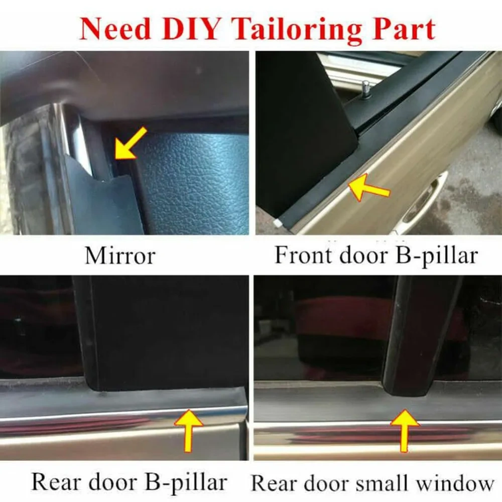 5M Rubber Car Side Door  Glass Seal Weatherstrip Rain Visor Universal 1x Front & Rear Side Glass Edging