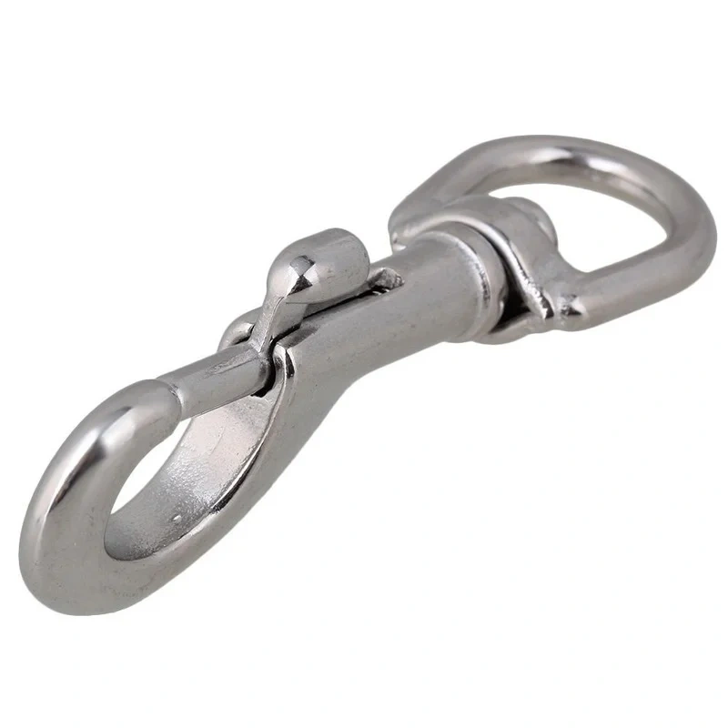 304 Stainless Steel 80mm Silver Swivel-Eye Bolt Snap Hook Round Eye Swivel Keychain Strap