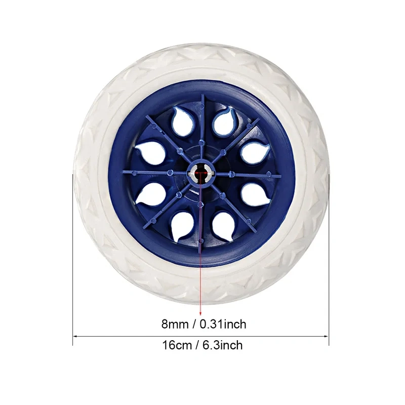 2pcs Shopping Cart Wheels Trolley Caster Replacement 6.5 Inch Dia Rubber Foaming Light Blue  Red Blue