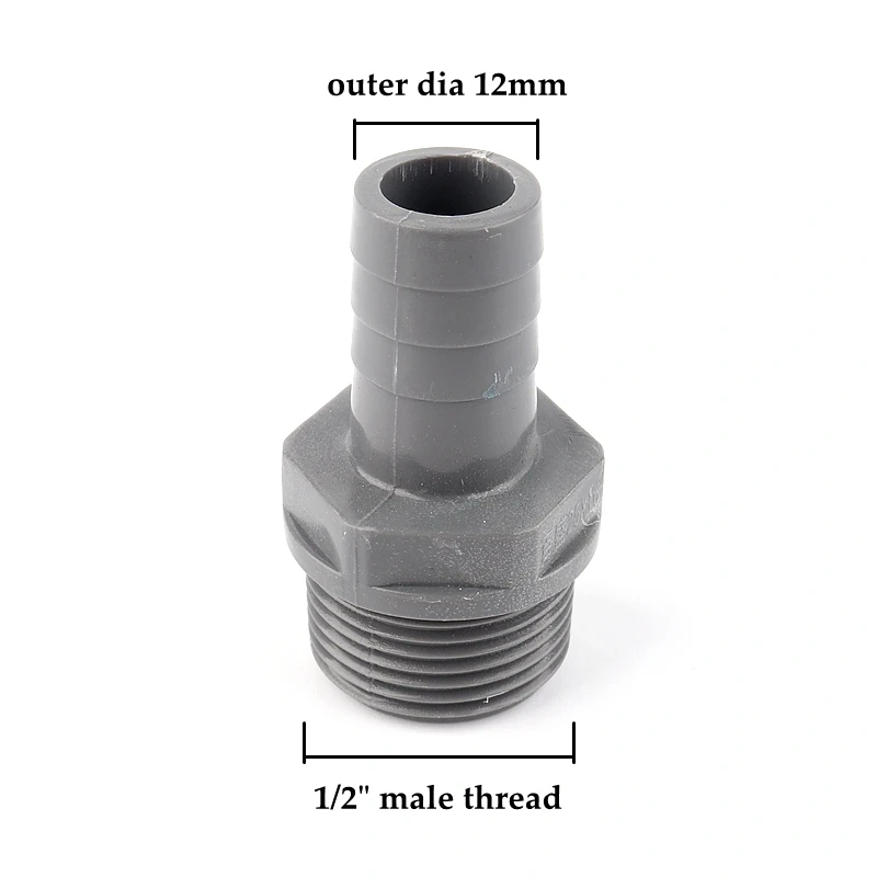 5pcs PVC Pagoda Male Thread Connector Garden Irrigation Hose Adapter Water Pipe Soft Hose Joint 1/2x8/10/12/16mm 3/4x12/16mm