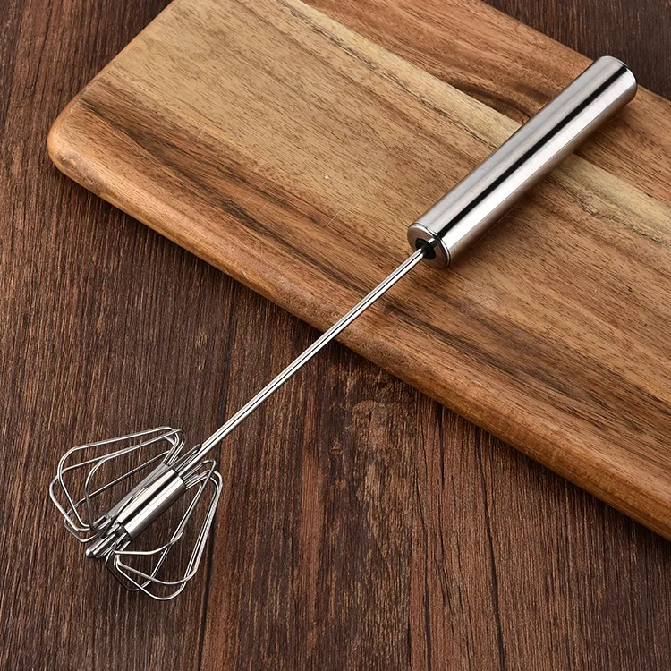 Semi-automatic Egg Beater 304 Stainless Steel Egg Whisk Manual Hand Mixer Self Turning Egg Stirrer Kitchen Accessories Egg Tools