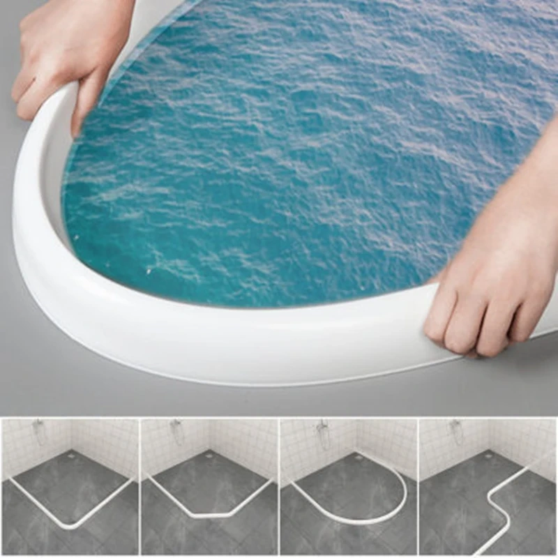 Multi-size Silicone Bendable Bathroom Water Stopper Dry and Wet Separation Partition Flood Barrier Door Bottom Sealing Strip