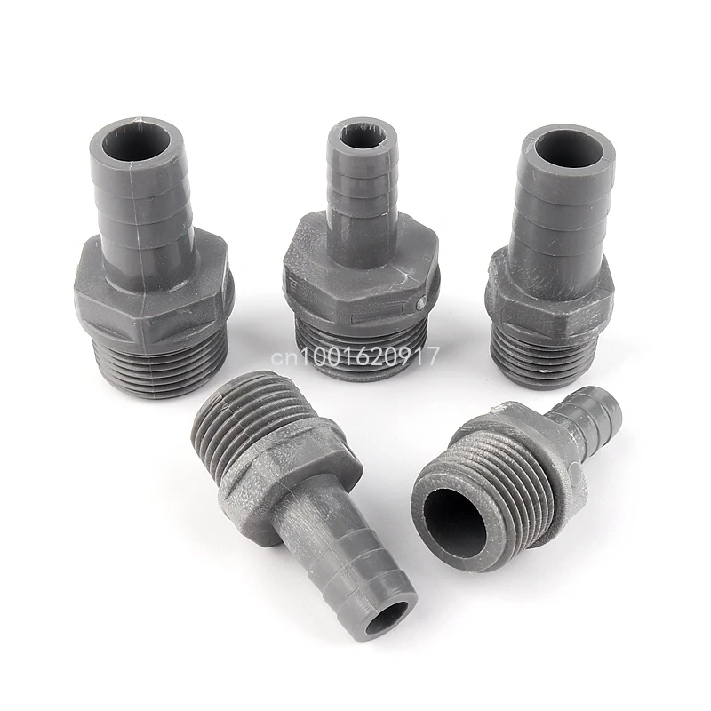 5pcs PVC Pagoda Male Thread Connector Garden Irrigation Hose Adapter Water Pipe Soft Hose Joint 1/2x8/10/12/16mm 3/4x12/16mm
