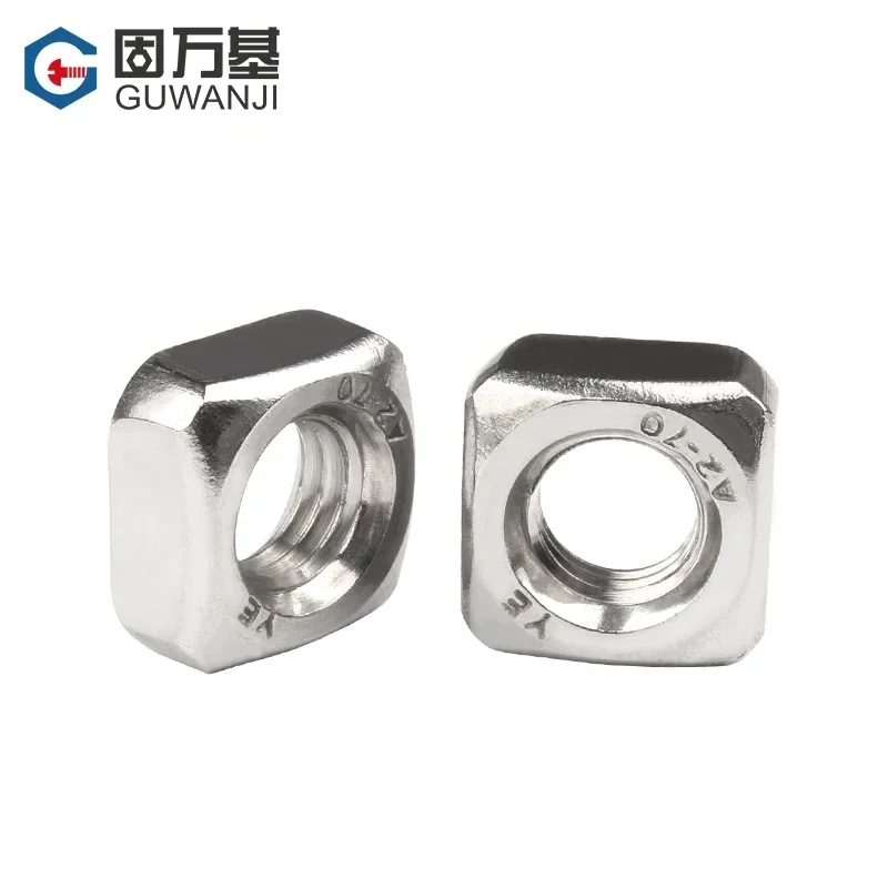 2/5/10/50pcs M3 M4 M5 M6 M8 M10 M12 DIN557 GB39 304 A2-70 Stainless Steel Metric Threaded Square Nut Foursquare Quadrate