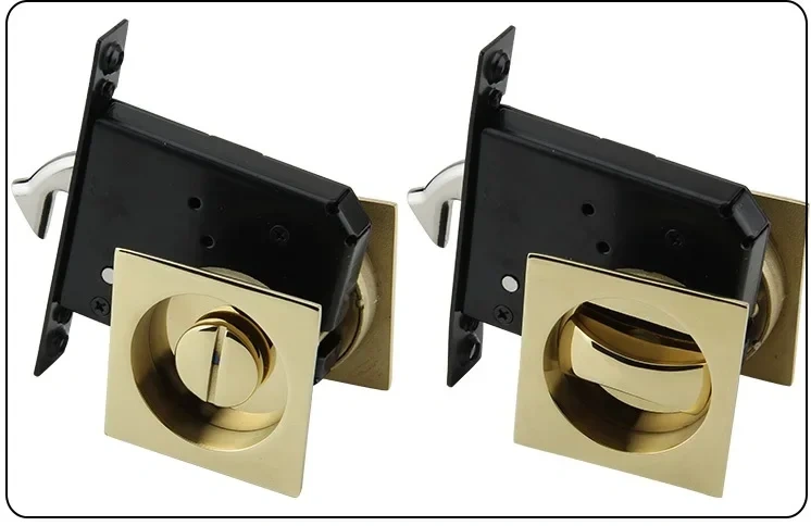 Keyless Bed Bath Door Lock Mortise Lock Set Flush Recessed Pull Ring Double-Sided Square Round Escape