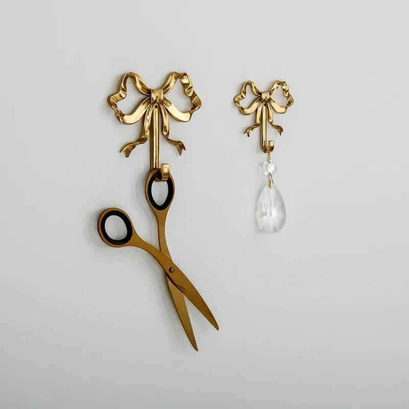 Bedroom Porch Bathroom Decoration Luxury Solid Brass Bow Shape Wall Hook Nordic Retro Clothes Hook Coat Hook