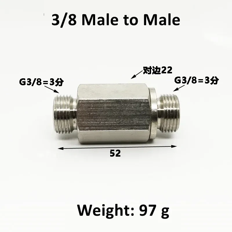Pneumatic Check Valve Hexagonal Copper Nickel Plated Male Female thread 1/8" 1/4" 3/8" 1/2" Gas One Way Valve Air Brass Valve