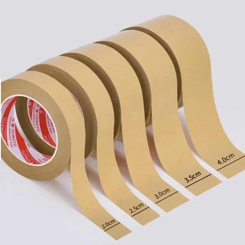 1 Roll 23m Gummed Kraft Paper Brown Bundled Adhesive Masking Paper Tape for Box Sealing Kraft Paper Tape Packaging Tools