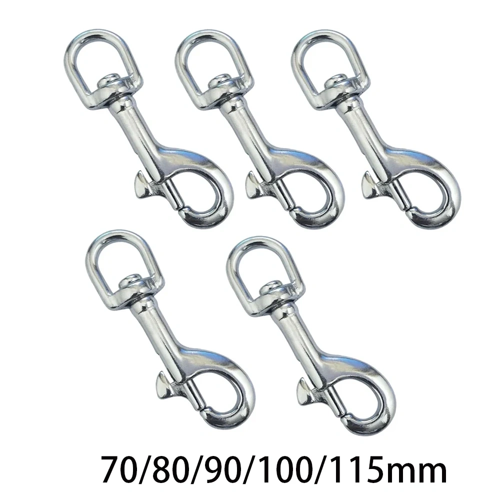 5PCS 316 Stainless Steel 70mm-127mm Swivel Eye Snap Hook Dive Single Ended Swivel Eye Bolt Hook Buckle Dog Leash Sucba Diving