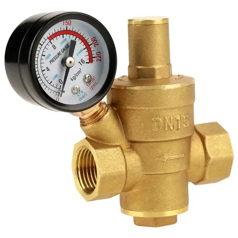 DN25/DN20/DN15 Brass Adjustable Water Pressure Regulator Reducer Maintain Valves Regulator Valves Welding Pressure Gauge Meter