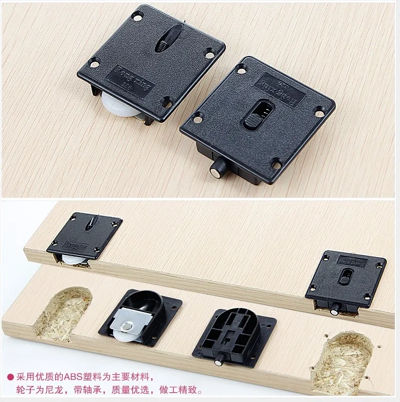 4pcs Wardrobe Plastic Plat Home Sliding Door Pulley Black Sliding Door Wheel Cabinet Nylon Pulley Hanging Wheel Wardrobe
