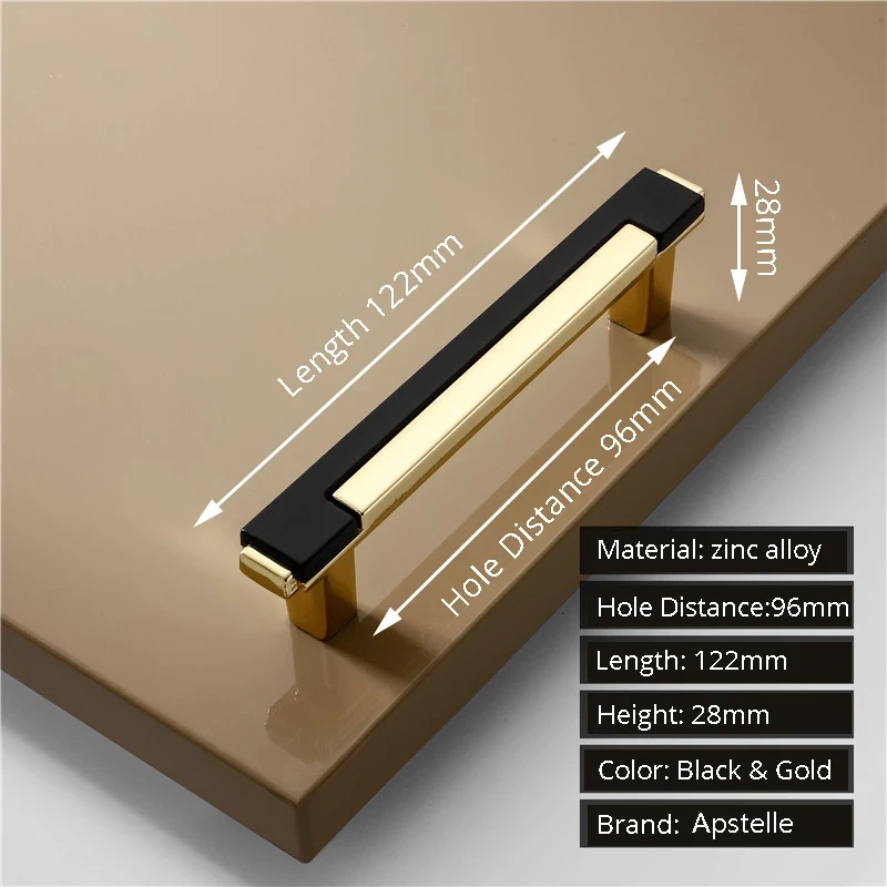 Zinc Alloy Modern Gold Black Chrome Kitchen Handle Fashion Gold Kitchen Handles Cabinet Drawer Dresser Knobs Door Hardware