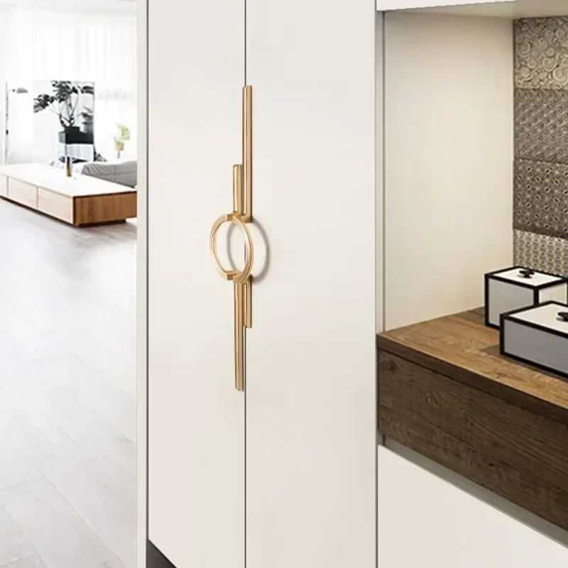 1Pcs Wardrobe Knobs  Cabinet Door Modern Minimalist Cabinet Door Handle Drawer Handle High-end  Circular Long Handle