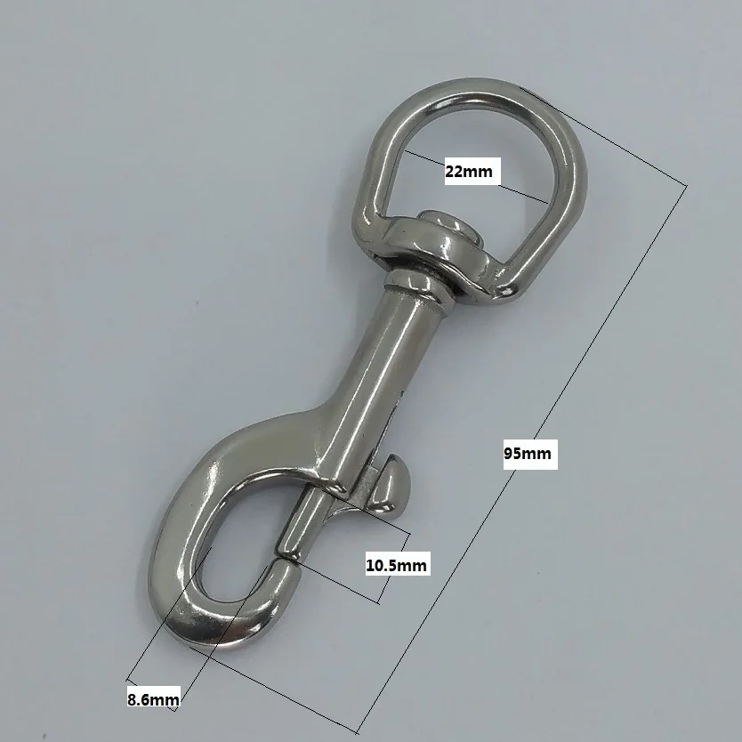 5PCS 316 Stainless Steel 70mm-127mm Swivel Eye Snap Hook Dive Single Ended Swivel Eye Bolt Hook Buckle Dog Leash Sucba Diving