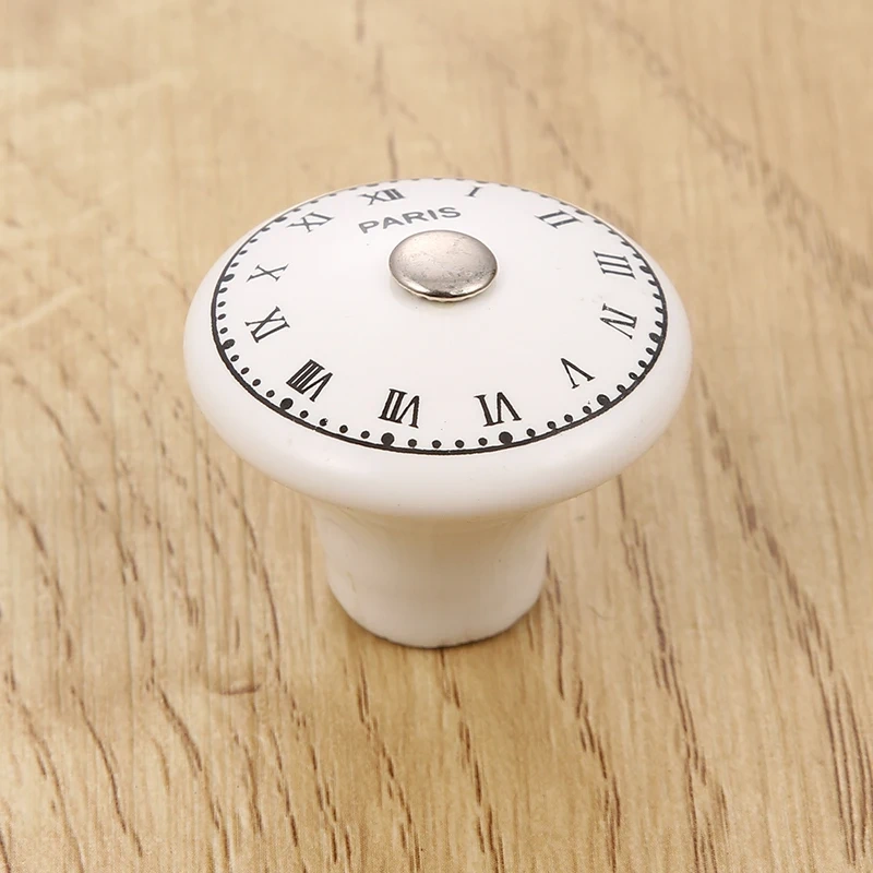 White Print Ceramic Door Knobs And Handles Furniture Drawer Knobs Cupboard Door Handles Single Hole Cabinet Handles With Screws