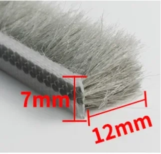 10M 5/6/7mm Elastic straight hair sealing strip Door/Window gap foam Groove Nylon Pile Brush Seal Weatherstrip Dust Proof Strip