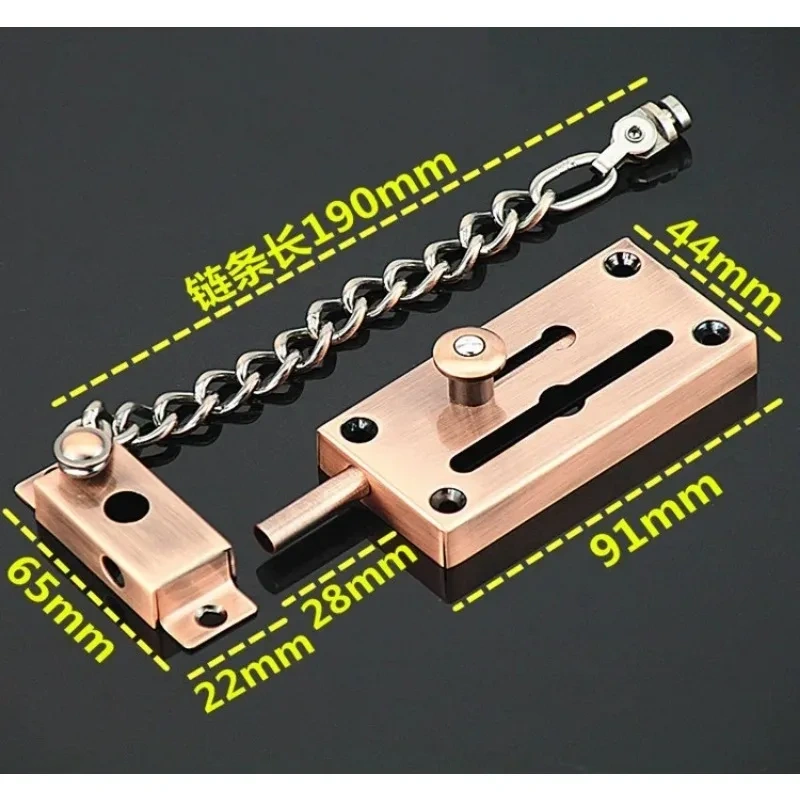 Door Chain Lock Latch Stainless Steel Chain Door Guard Security With Spring Button Anti-Theft